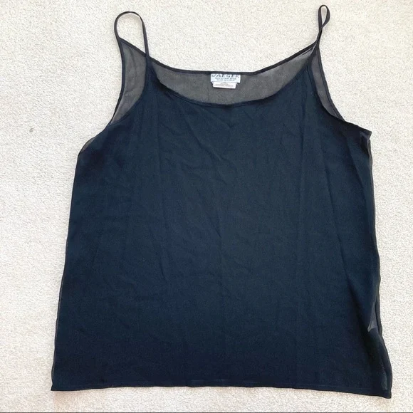 Jaeger womens m black camisole tank top sheer great britain feminine flowy - Picture 1 of 3